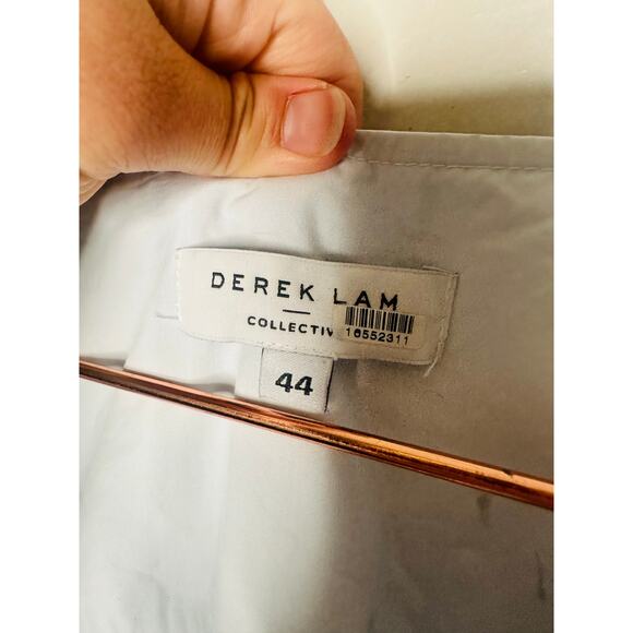 DEREK LAM COLLECTIVE Blue 100% Cotton Hourglass Layered Midi Dress Size 44 - Picture 7 of 13